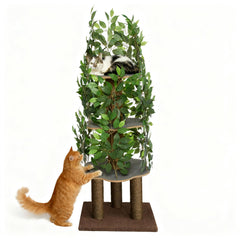 PriorPet Arbol Gatos con Hojas, base firme para juego seguro en interiores.