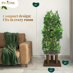 PriorPet Arbol Gatos con Hojas, postes de sisal reforzados para garra duradera.