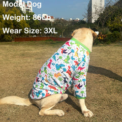 PriPre camiseta para perros grandes, dinosaurio verde, protección ligera del sol