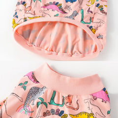 PriPre tejido algodón transpirable, dinosaurio rosa, ideal para paseos y descanso cómodo.