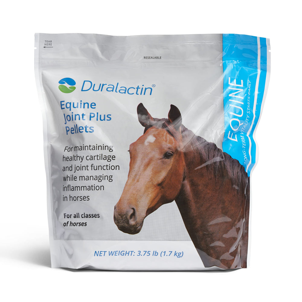 PRN Duralactin Equine Joint Plus Pellets en botella, apoyo para articulaciones sanas.