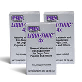 PRN Liqui-Tinic frasco volcado para alimentar mascotas con sabor hígado.