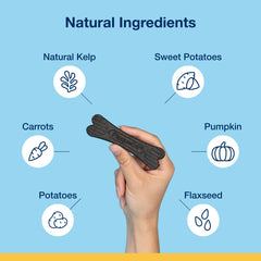 ProDen PlaqueOff: ingredientes naturales visibles en la etiqueta.