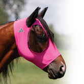 Professional's Choice Comfort-Fit Fly Mask rosado, vista clara para el caballo, protección contra moscas.