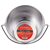 ProSelect balde de acero inoxidable con mango contorneado, uso en jaulas.