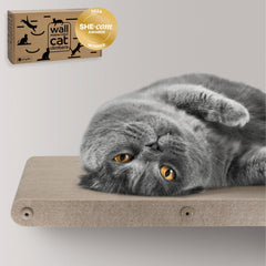 Pryde Pets estantería de pared para gatos larga, ideal para descanso y juego.