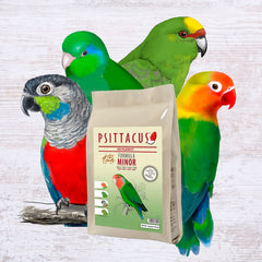 Psittacus Minor: fórmula 100% libre de OGM y colorantes artificiales para aves.