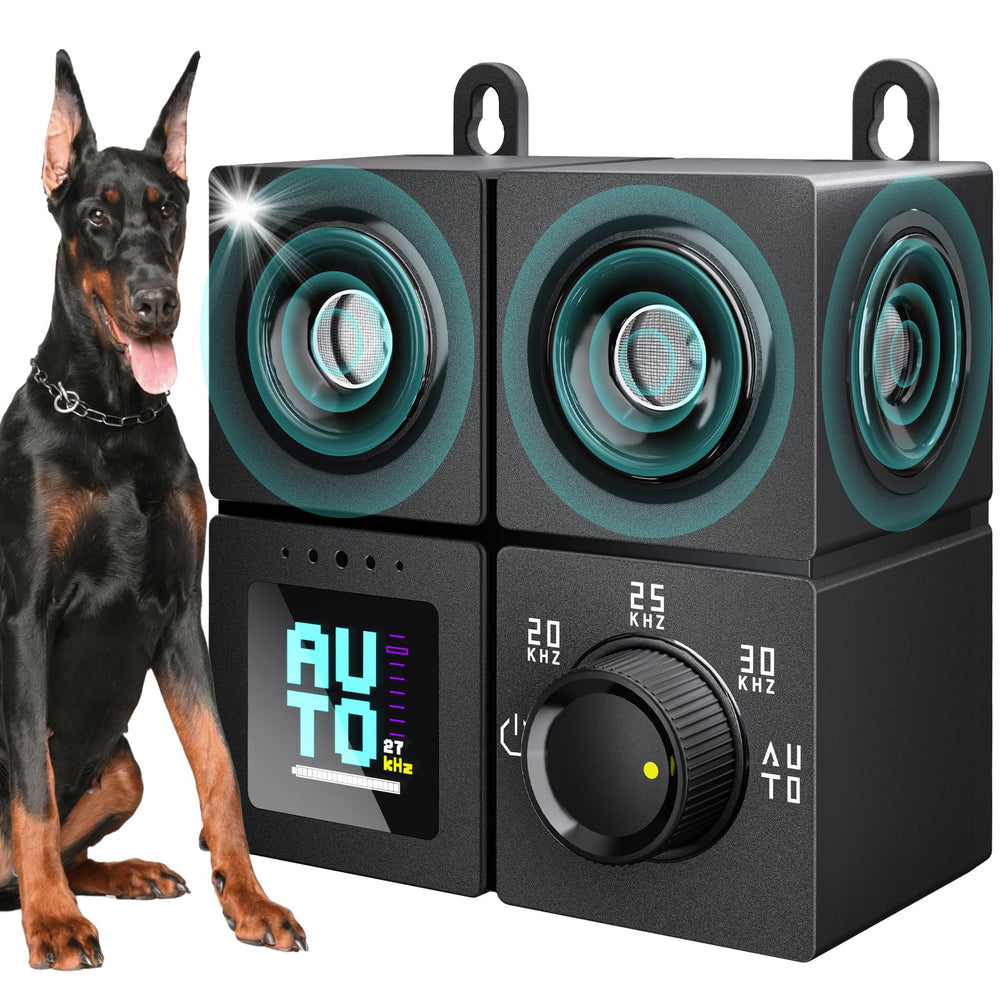 PSITUGE deterrente ultrasonico exterior montado en cerca para reducir ladridos