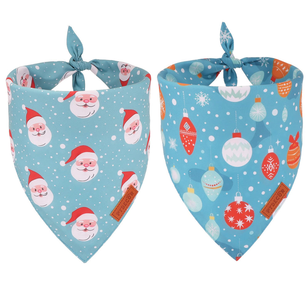 Bandana navidad azul PTDECOR con santa y luces, estilo festivo para tu perro