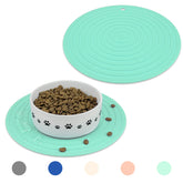 Ptlom alfombrilla para mascotas verde doble, protege el área de comida de dos boles.