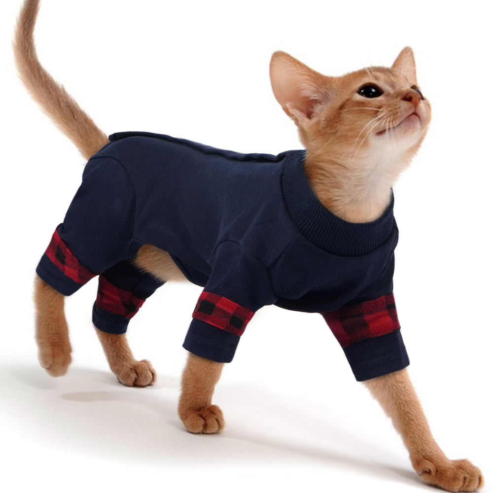 PUMYPOREITY pijamas de gato vistos de frente, ideal para comodidad diaria.