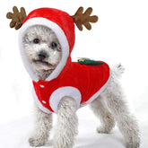 Puoyis disfraz navidad para perro con capucha 3D, ideal para paseos festivos.