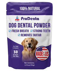 Pup Labs ProDenta: pote de polvo dental para perros con aroma fresco.