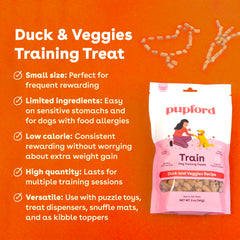 Pupford bocados-entrenamiento-pato, tamaño pequeño para recompensas rápidas.