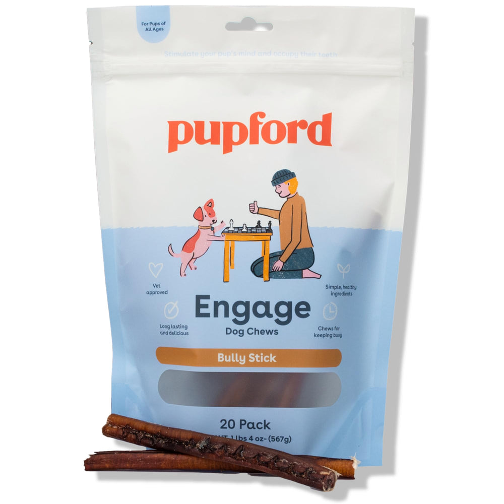 Pupford palitos bully 6 pulgadas, paquete de 20, ideal para entrenamiento y recompensa.