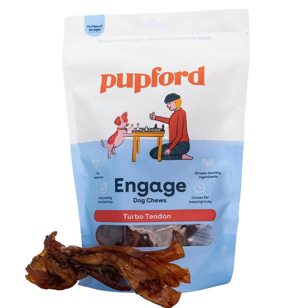 Pupford tendón de ternera: masticable de larga duración para perros activos.