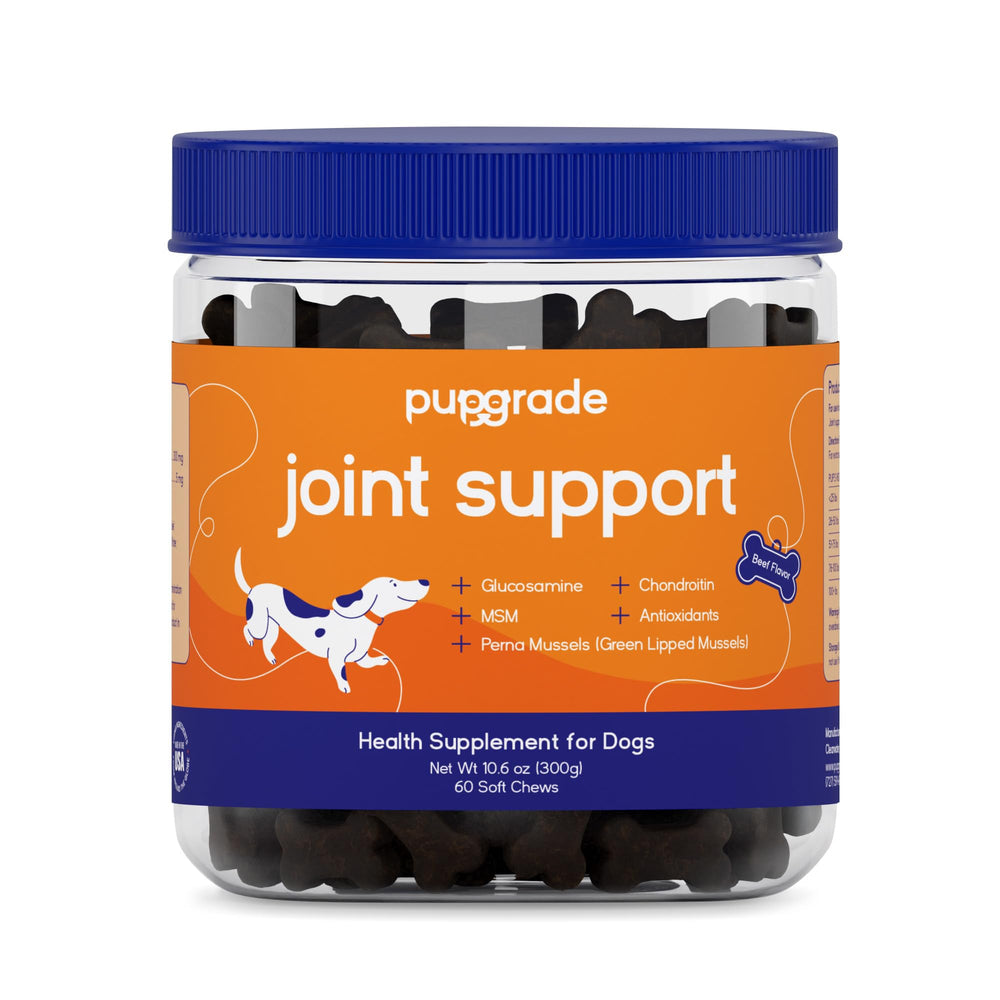 PupGrade masticables, apoyo a articulaciones para perros activos.