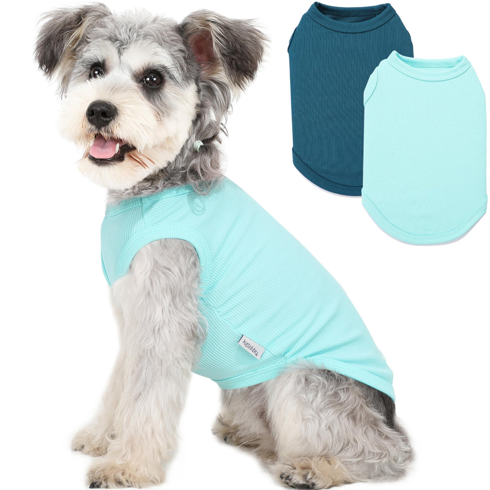 Puppishy camisas verano para perro, dos-pack azul claro y cian, ideal para paseos cómodos.