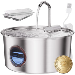 Puppyspout fuente-gato inoxidable-3.2l ofrece agua fresca para mascotas
