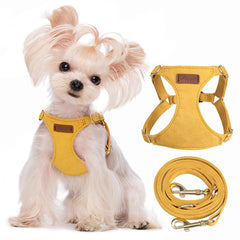 Arnés Puppytie sin tirones XXS en amarillo para paseos cómodos de razas pequeñas.