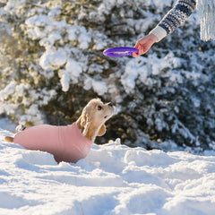 Pupsooft mono de invierno para perro rosa, cierre frontal con botones para poner fácilmente.