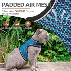 PUPTECK Arnés de malla suave para gatos, vista lateral, ajuste cómodo.