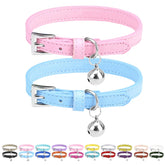 PUPTECK collar de cuero suave para gatos con cascabel, cómodo y ajustable para paseos diarios