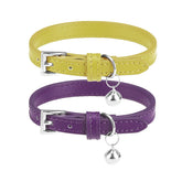 PUPTECK collar de cuero suave para gatos en amarillo-verde, comodidad diaria