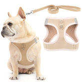 Arnés PUPTECK denim beige XS con entrada paso para vestir fácil.