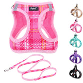 Arnés PUPTECK con entrada delantera y malla rosa, cómodo para paseos diarios.