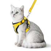 PUPTECK arnés para gato en amarillo con diseño para evitar que se escape, perfecto para paseos.