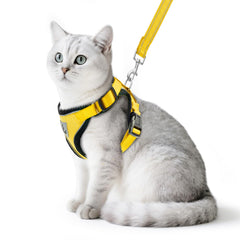 PUPTECK arnés para gato en amarillo con diseño para evitar que se escape, perfecto para paseos.