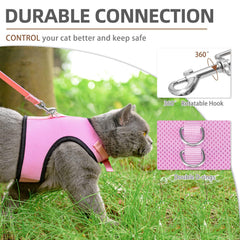PUPTECK arnés de gato rosa, diseño simple para uso diario y ligero.
