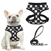 PUPTECK arnés malla suave con cuadros blanco y negro para paseos cómodos