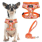 Arnés PUPTECK de malla suave para perro en color naranja hoja, cómodo para paseos diarios