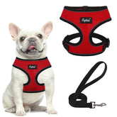 Arnés PUPTECK de malla suave en rojo, vista frontal, comodidad para paseos.
