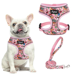 Arnés Pupteck de malla suave rosa para paseos navideños.