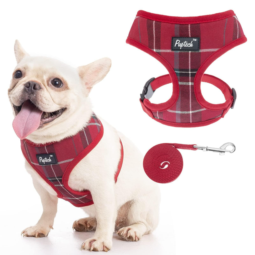 Arnés PUPTECK con diseño plaid único para paseos cómodos y con estilo.