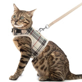Arnés-vest malla suave beige de PUPTECK para gatos cómodo y transpirable.