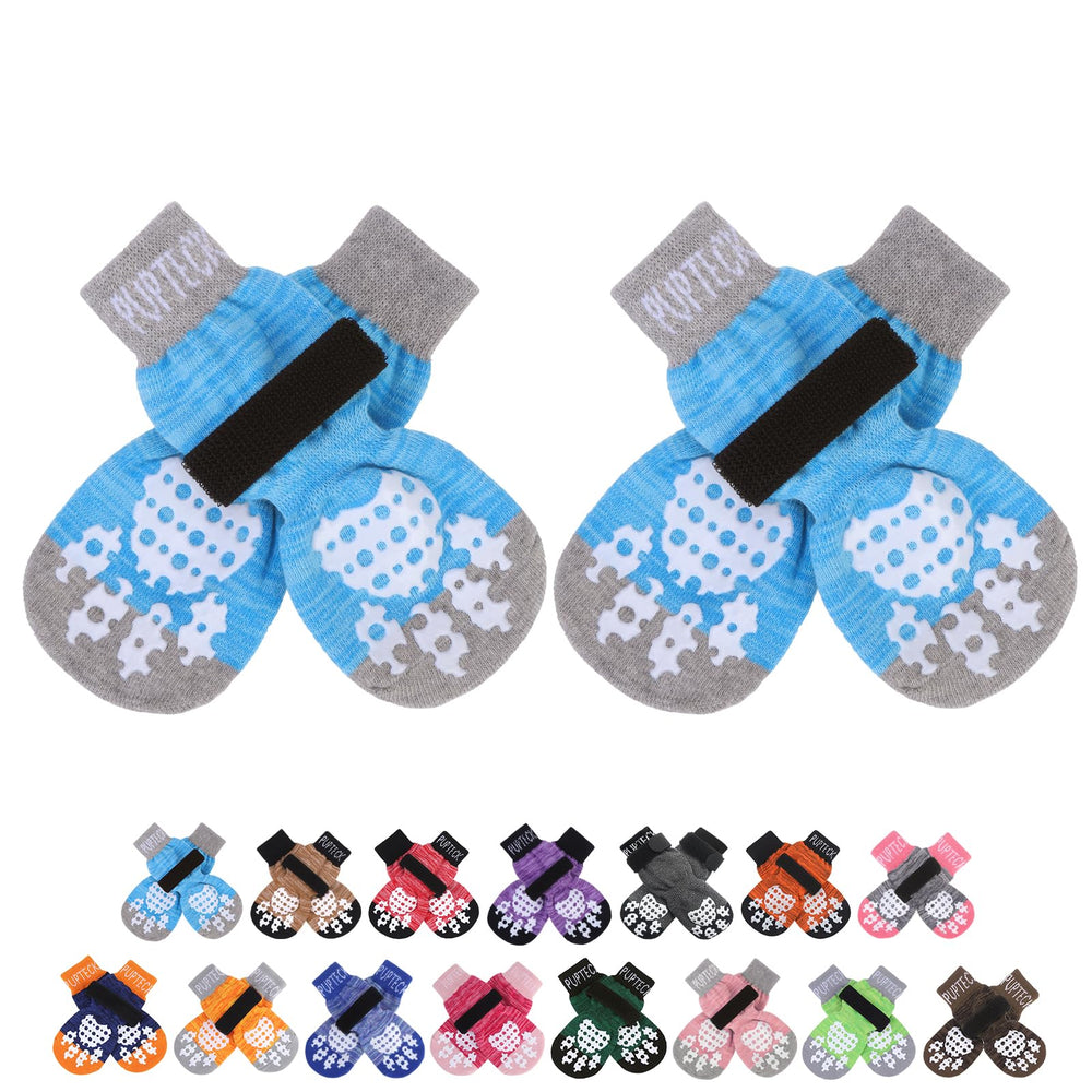 Calcetines antideslizantes PUPTECK para perro, frontal, mejor tracción en suelos lisos.