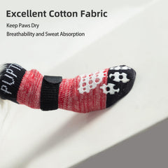 Protección de patitas con calcetines PUPTECK para pavimentos calientes o fríos.