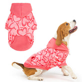 Chaqueta Pupteck para perro rosa con capucha cálida y estilo Valentín