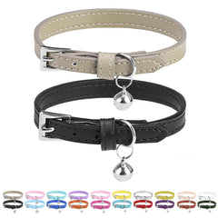 Collar de cuero suave PUPTECK para gato negro, cómodo para paseos diarios