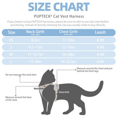 PUPTECK Correa de gato de 150 cm para paseos cómodos y controlados.