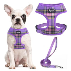 PUPTECK arnés patrón de cuadros para paseos con estilo y comodidad.
