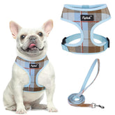 PUPTECK arnés suave de malla azul y marrón para perros XL, cómodo para paseos.