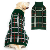 Pupteck suéter para perro a cuadros verde, frente, ideal para salidas diarias en clima frío.