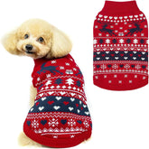 PUPTECK suéter navideño rojo frontal, cálido para paseos invernales.