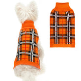 PUPTECK suéter para perros, vista frontal con diseño plaid cálido