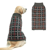 PUPTECK suéter para perro en frontal con estilo plaid gris, ideal para paseos invernales.